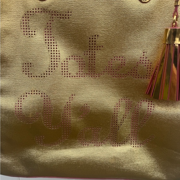 Draper James Metallic Gold "Totes Y'all" Owen Tote Bag Purse - Picture 4 of 17
